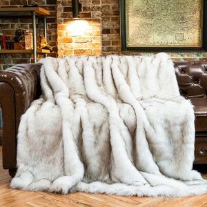 Luxury Faux Fox Fur Throw 51 x 67in